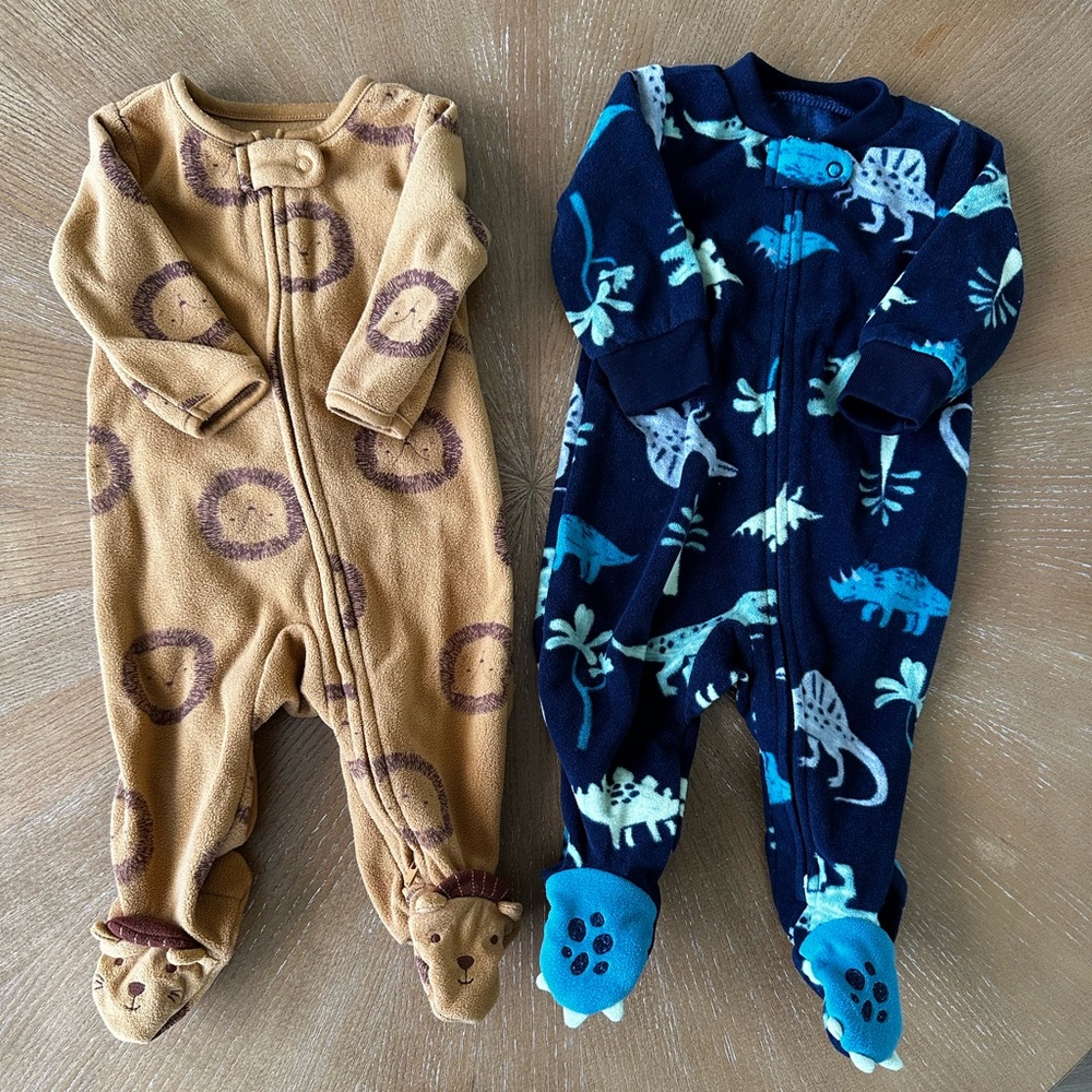 Carter’s fleece Pajamas - Lion and Dinosaur Designs